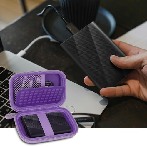 Case Compatible with Samsung T9/ T7/ T7 Shield Portable SSD 1TB 2TB 4TB External Hard Drive, Storage Travel Carrying Holder Organizer for Solid State Drives & USB Cable (Box Only)-Purple - Thumbnail 6
