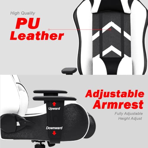 ASE GAMING Gold Series Ergonomic Gaming Chair with Footrest Premium PU Leather, Adjustable Neck & Lumbar Pillow, 180 Degree Recline with Black... - Image 7