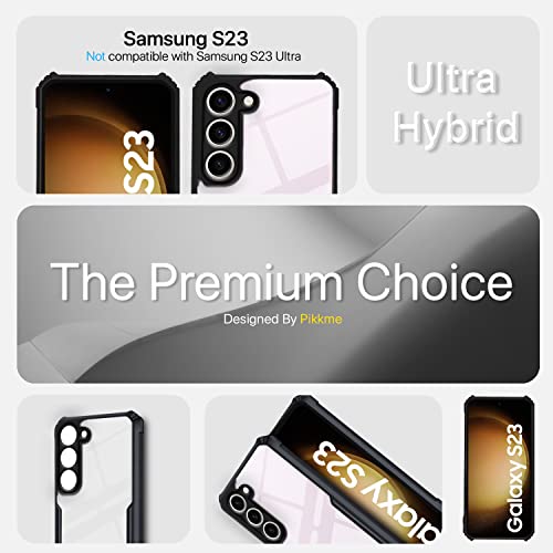 Image of Pikkme Samsung Galaxy S23 5G Back Cover | Crystal Clear Transparent Back | Ultra Hybrid | Full Camera Protection | Raised Edge | Bumper Back Case (Black)