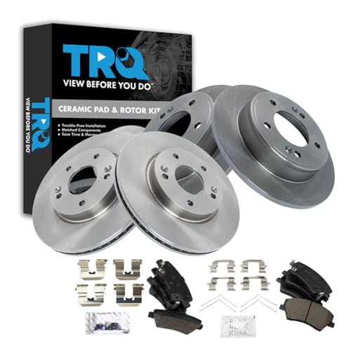 TRQ Front and Rear Brake Pad and Rotor Set Ceramic Compatible with 2017-2020 Hyundai Elantra