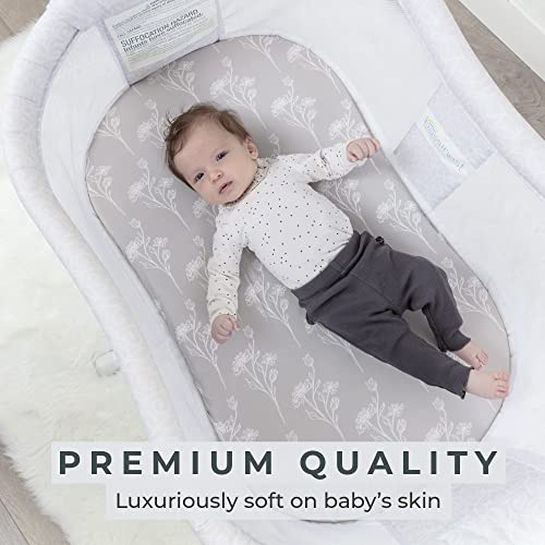 Pobibaby - 2 Pack Premium Bassinet Sheets For Standard Bassinets - Ultra-Soft Jersey Knit, Stylish Floral Pattern, Safe And Snug For Baby (Wildflower) #TOP1