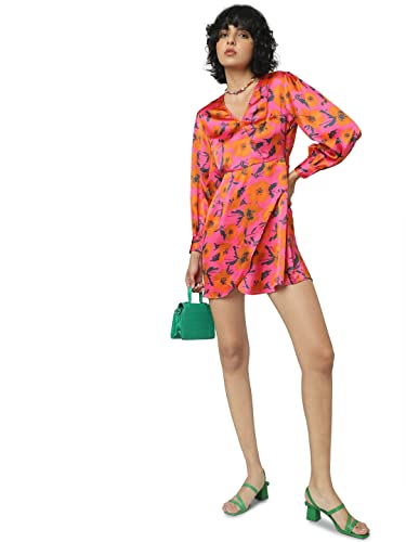 Image of ONLY Women's Pink Floral Layered Mini Dress