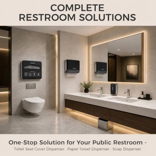Image of soap dispenser9 | Dual-Lock Design, ABS Liquid & Gel Hand Sanitizer Dispenser for Bathroom & Commercial Restaurant, 28oz /800ml, Black