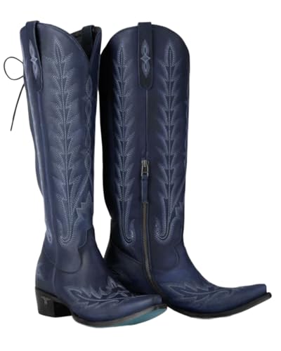 Lane Women's Lexington Knee High Corset Western Boot Snip Toe - LB0562T 8 1/2 M US Navy