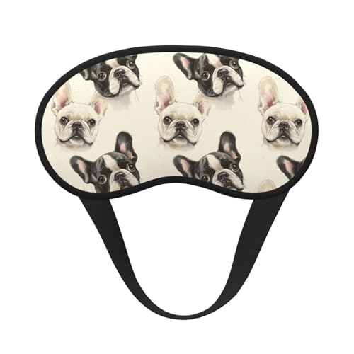 Mascherina per dormire per gli occhi, per donne e uomini, con simpatico bulldog francese, 1 stampa, comoda, oscurante, da viaggio, per dormire in aereo, con fascia elastica, per pisolini e giochi di