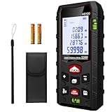 Charcity Télémètre Laser Numérique Professionnel, Mètre Laser, Portée 100m, Double Niveau d’Alignement, Étanche IP54, Surface, Volume, Grand Écran LCD Rétro-éclairé, Intérieur Extérieur
