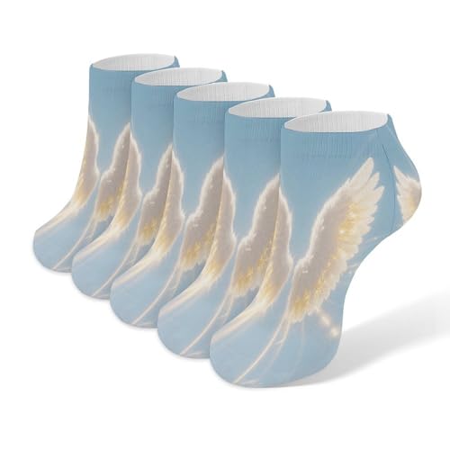 VstaDank Angel Wings Ankle Socks 5 Pairs Fashion Invisible Low Cut Sock for Adult Casual Short Sock Soft Cozy No Show Socks