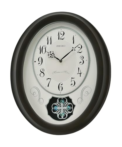 Image of Seiko Melody Clock, 31cm, Champagne Gold, Analogue, 18 Melodies, Swarovski Crystals, Battery Powered
