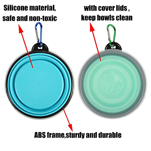Slson DOG COLLAPSIBLE BOWLS WITH LIDS Collapsible Bowl With Cover Lids,2 Pack Dog Travel Bowls Portable Foldable Cat Water Dish Bowl thumb #3