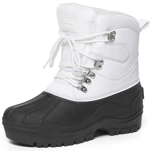 POLAR Mens Short Nylon Mesh With Overlay Duck Waterproof Sole Lace Up Winter Snow Boots - US 9/EU 42