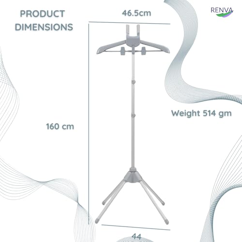 Image of RENVA Foldable Garment Steamer Hanger,Adjustable Steamer Rack with 2 Clips for Suits,Shirts,Coats. (Blue)