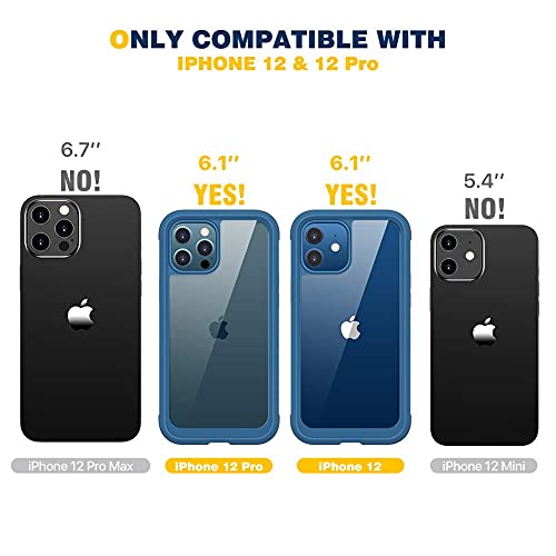 Diaclara Designed For Iphone 12/12 Pro Case, Full Body Rugged Case With Built-In Touch Sensitive Anti-Scratch Screen Protector, Soft Tpu Bumper Case For Iphone 12/12 Pro 6.1" (Blue And Clear) #TOP6