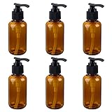 Lurrose Leere Pumpflaschen aus Kunststoff, 100 ml, praktische Pumpflasche, nachfüllbar, Behälter für Emulsion, Shampoo oder Duschgel, transparent, 6 Stück, braun (Braun) - 906D556NJXH7IMFHH15NB