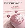 Facial Cleansing Brush, 2 in 1 Firming Massager Facial Skin Scrubber Waterproof Face Scrub for Deep Cleansing Vibrating Exfoliator Scrubber Skin Care with 7 Modes, Gentle Exfoliating - Pink