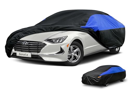 Image of GUNHYI Car Cover Custom Fit Sonata Waterproof All Weather, Lightweight Full Exterior Cover for Automobiles Outdoor Sun UV Rain Dust Snow Wind Protection.