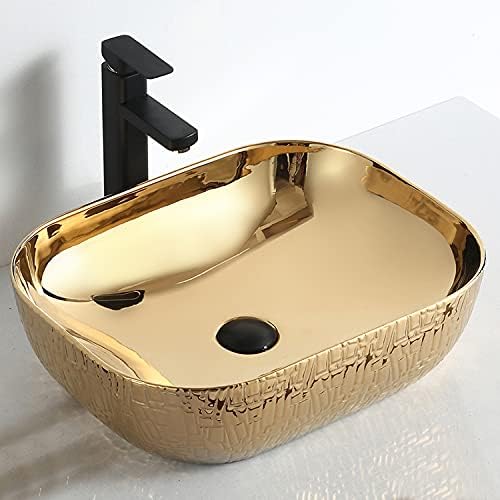 Thena Oval Golden Countertop Vessel Sink