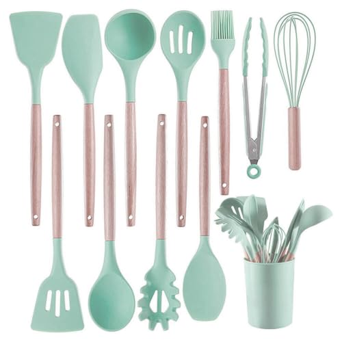Image of Kitchen Utensils Set,Heat Resistant Silicone Utensils 12Pcs Green