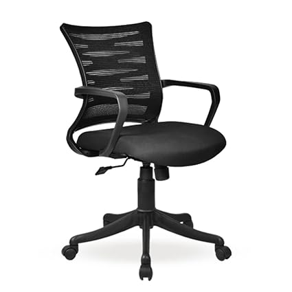 Impact Interio Kaabel Medium Back Chair with Fixed Armrest &High Moulded Cushioning Seat for Office Computer Desk,Work from Home Rolling Chair (Black)