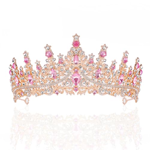 Tiara de princesa de cristal fina con pedrería brillante para novias y bodas de alta costura