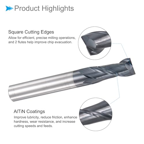CoCud VHM-Fräser mit quadratischem Schaft, 10 mm x 25 mm Schneiden, AlTiN-beschichtetes P05-Karbid, 2 Schneiden CNC-Fräser - (Anwendungen: zum Fräsen von Edelstahl, gehärtetem Stahl)