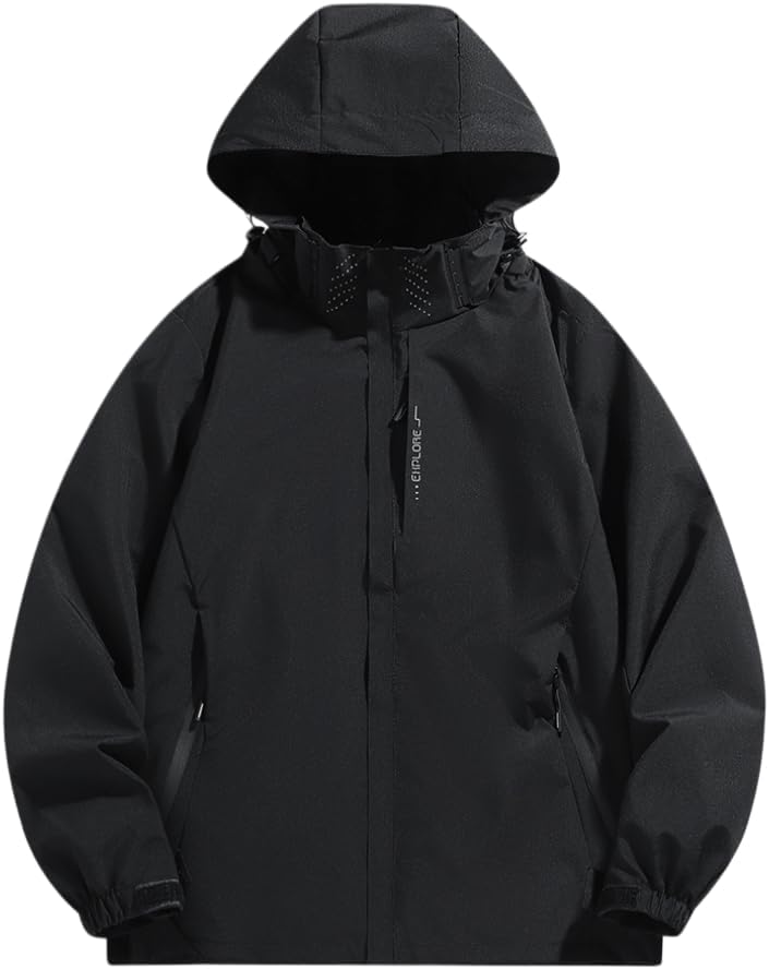 Mens Lightweight Waterproof Windbreaker Jacket Outdoor Rain Coat Jacket Detachable Hooded Moutain Jacket