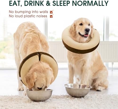 Kuoser Inflatable Dog Cone Collar, Soft Dogs Cone Alternative After Surgery, Dog Donut Collar to Stop Licking, Inflatable Puppy Cone Neck Pillow, Comfortable E-Collar for Small Medium Large Dogs, M — view 4