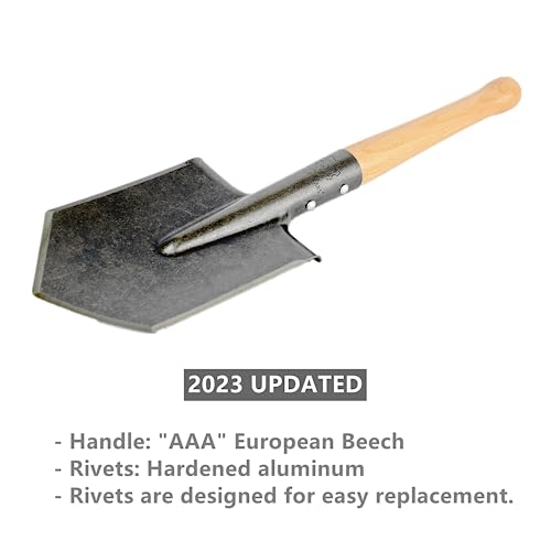 Mastiff Gears® Battle Wolf Shovel, Remodeled Sapper Shovel With Hardwood Handle, For Camping, Hiking, Fishing, Self-Defence And Emergency #TOP2