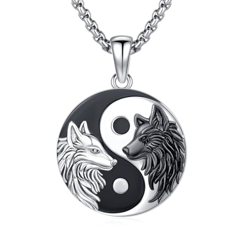 Collier Yin Yang loup argent anti-allergie résout le manque d'idées duo