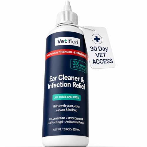 VETIFIED Ear Infection Treatment XL+ Dogs & Cats Ear Cleaner