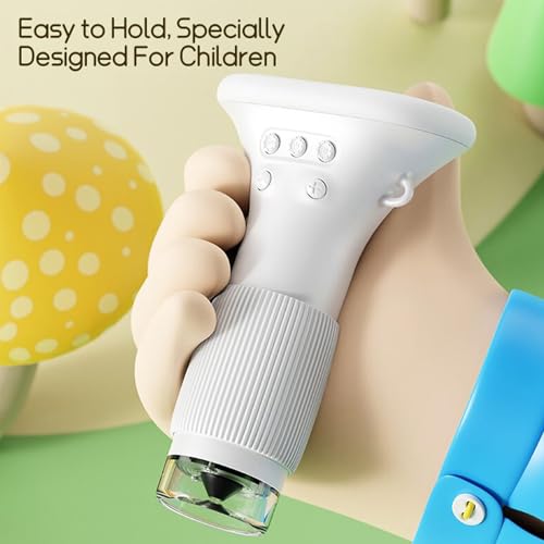 Przenośny Mikroskop Cyfrowy, Mikroskop Ręczny 1000X z 8 Regulowanymi Diodami LED, Ekran IPS o Przekątnej 2,0 Cala, Obrazowanie HD w Czasie Rzeczywistym, do Nauki (WHITE)