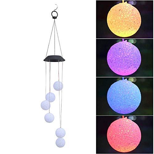 Solar Lights, Solar Particle Ball Led Wind Chimes Outdoor - Waterproof Solar Powered Led Changing Light Color 6 Butterflies Mobile Romantic Wind-Bell,Practical Tool