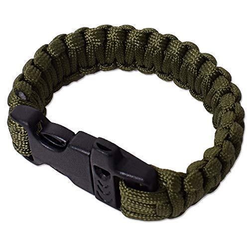 tevenger Paracord Survival Exterior Muñequera Sudadera Clavija Pipa Cuerda de Paracaídas Hombres Adorno Men Brazalete 25cm Multicolor - Green