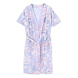 Caractère sexuel: Non LUOSI Pyjamas Robe D\'été en Coton À Manches Courtes Femme Mince V-Cou Imprimer Casual Taille Plus Femmes Peignoir Femme De Nuit Pyjamasque Woman (Color : SDM6430, Size : XXXL)