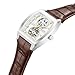 Kenneth Cole New York Men's Watch - Automatic, Silver Dial, Curved Design, Brown Leather Strap, Captivating Circular Windows, Modern Design