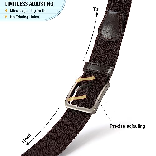 Image of DOOPAI Braided Stretch Belt for Men, Elastic Woven Belt, casual Fabric Golf Belt, 1 3 /8 inch for golf pants jeans, Gift Box