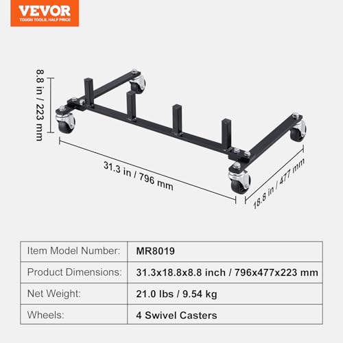 Image of VEVOR Car Dolly Rack, Storage Rack with 360 Rotatable Wheels, Hydraulic Ratchet Trolley Jack Stand Organizer, Jack Stands Holder Storage Rack, 4-Dolly Capacity, Compatible with Most Dollies