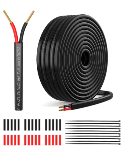 FIYQVXK 14 Gauge Wire 2 Conductor Electrical Wire 14/2 Low Voltage Tinned Copper Tinned Copper Cable UL-Listed Outdoor Lighting Wire for Pathway Lights Deck Step Lights Landscape Lighting - 30 FT