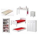  Chambre complete Amori lit gigogne avec bureau et rangements