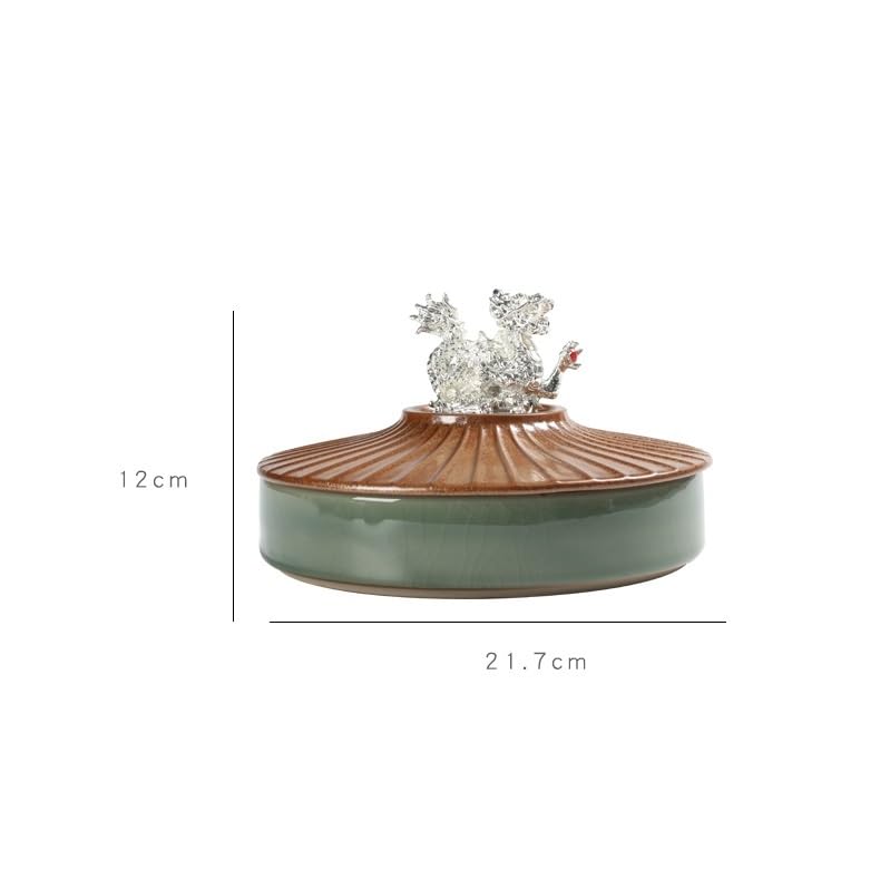 Kanister do herbaty Szklanki do herbaty z możliwością układania w stos ze srebrną wkładką i pokrywką i uchwytem do noszenia. Ceramiczny słoik do przechowywania herbaty Wake Herbata (zielony)