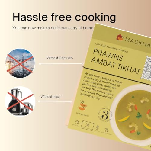Image of Maskhari Prawns Curry Paste, 150g | Ready to Eat Maharashtrian Seafood Curry | Authentic Indian Curry Base | No Preservatives | No Artificial Colors | Instant Meal