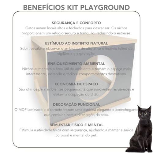Nicho Para Gato 1pç Montado Resistente Casinha para Gato Parede Tampo Fechado (Preto)