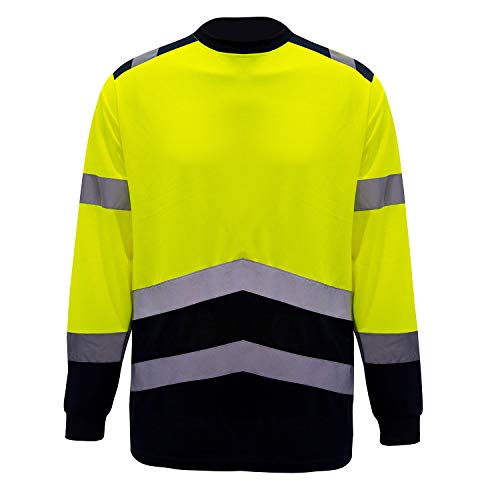 Safety High Visibility Long Sleeve Shirts Reflective Construction Shirt For Men, Hi Vis T Shirts Work and Wear Running Tee (Yellow,S )