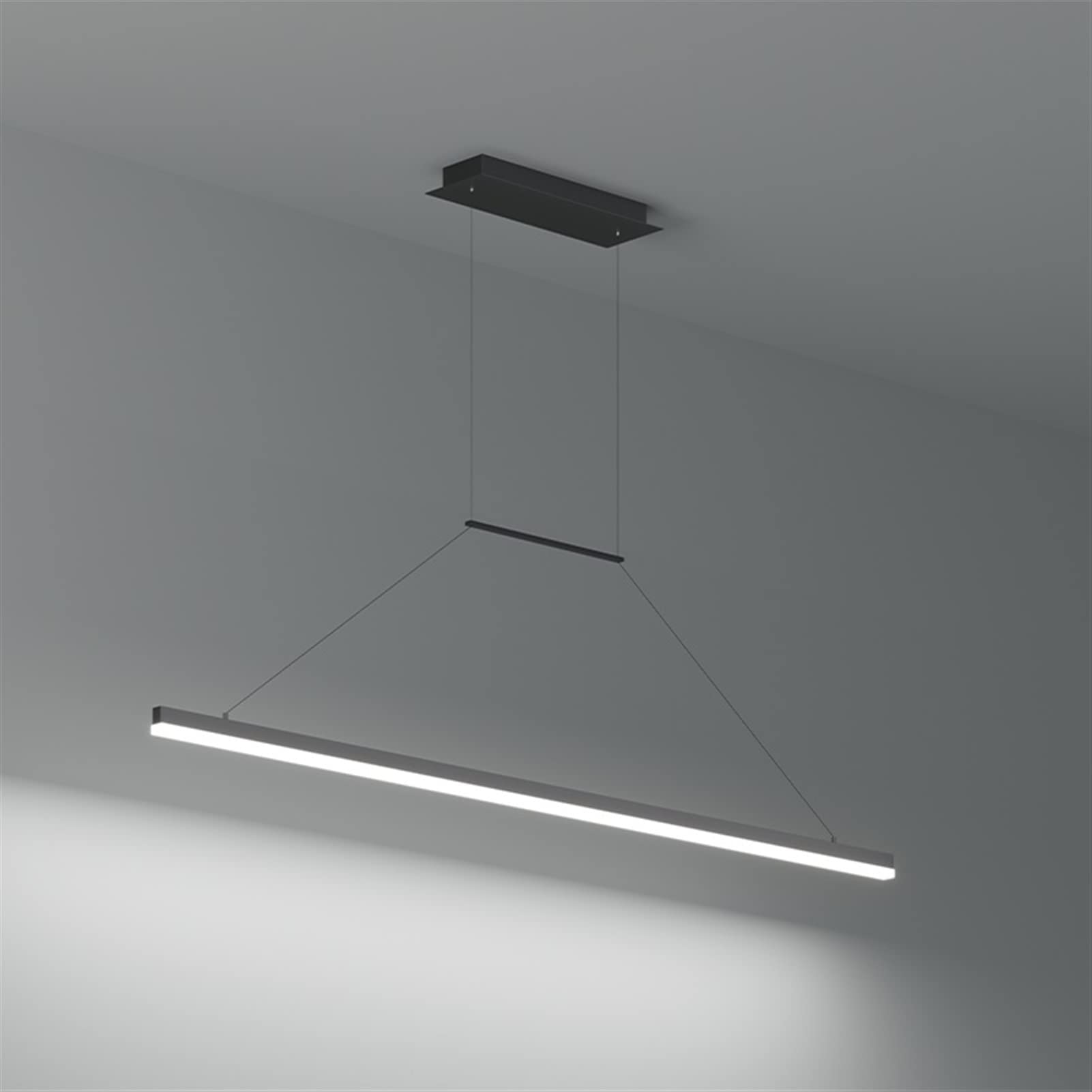 ASerZenith Chandelier, Modern Led Long Pendant Lights Linear Ceiling Hanging Lamp Compatible With Dining Living Room Bedroom Kitchen,L120Cm-Black-Dimmable