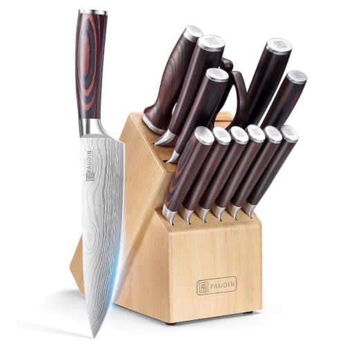 PAUDIN 14-Piece Knife Set, Ultra Sharp Kitchen...