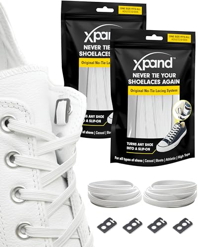 Xpand No Tie Shoelaces System with Elastic Laces - One Size Fits All Adult and Kids Shoes