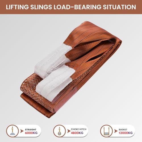 Image of Conclood India Polyester Webbing Sling Lifting Belt | Towing Vehicle | for Lifting Heavy Weight | Brown Color | Best Safety Factor with Certifications. (6 TON 6 MTR)