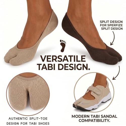 Image of F Flammi No Show Socks Women Tabi Socks Non Slip Flip Flop Socks Low Cut for Sneaker Lofer Boat Shoes