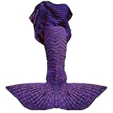 Mermaid Tail Blanket, 74''x 35'' Crochet Wearable Mermaid Blankets for all Seasons, Super Soft Throw Blankets Mermaid Sleeping Snuggle Blanket for Cosplay Funny Halloween Blanket Christmas Gifts