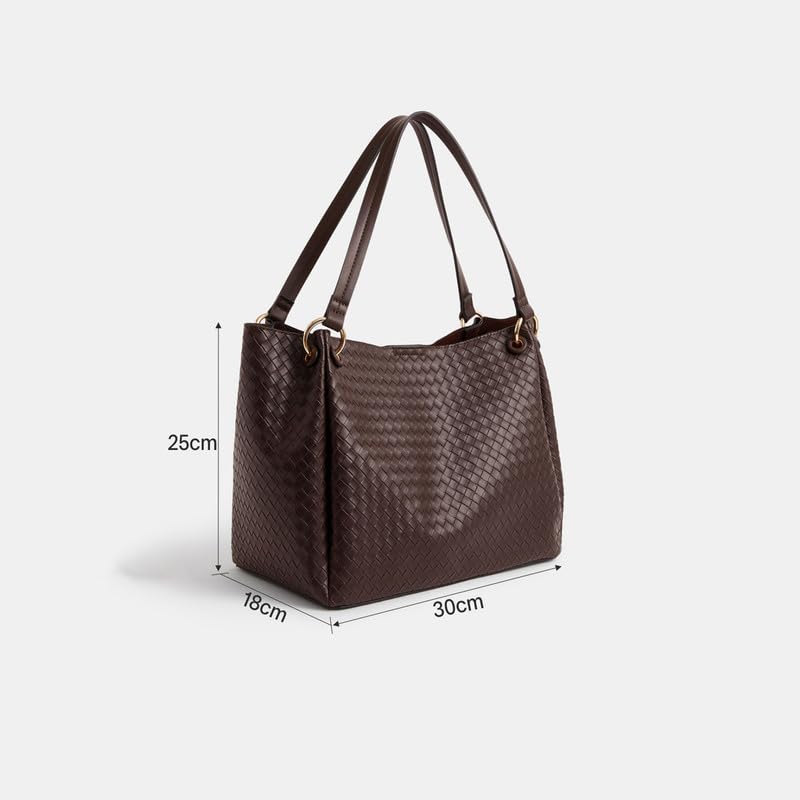 Image of Accessorize London Women's Chocolate Brown Woven Shoulder Bag