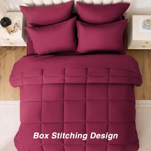 Love's cabin Full Comforter Set, 7 Pieces Bed in a Bag, Burgundy by Love's cabin - Used condition - Image 6